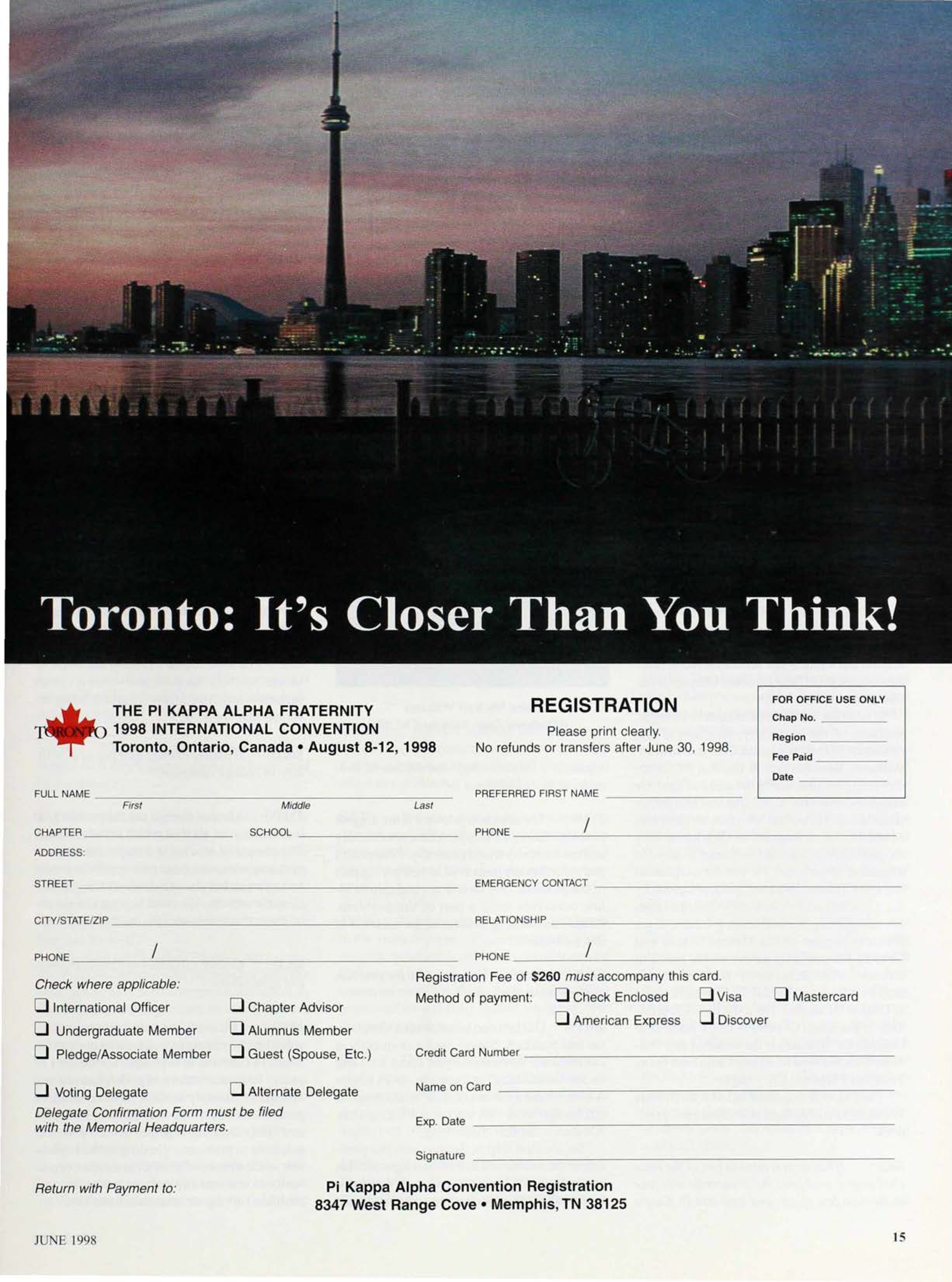 Toronto: It's Closer Than You Think! Registration Form